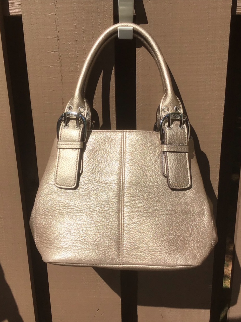 Chic Tignanello Metallic Gold Leather Smaller Handbag in EUC!